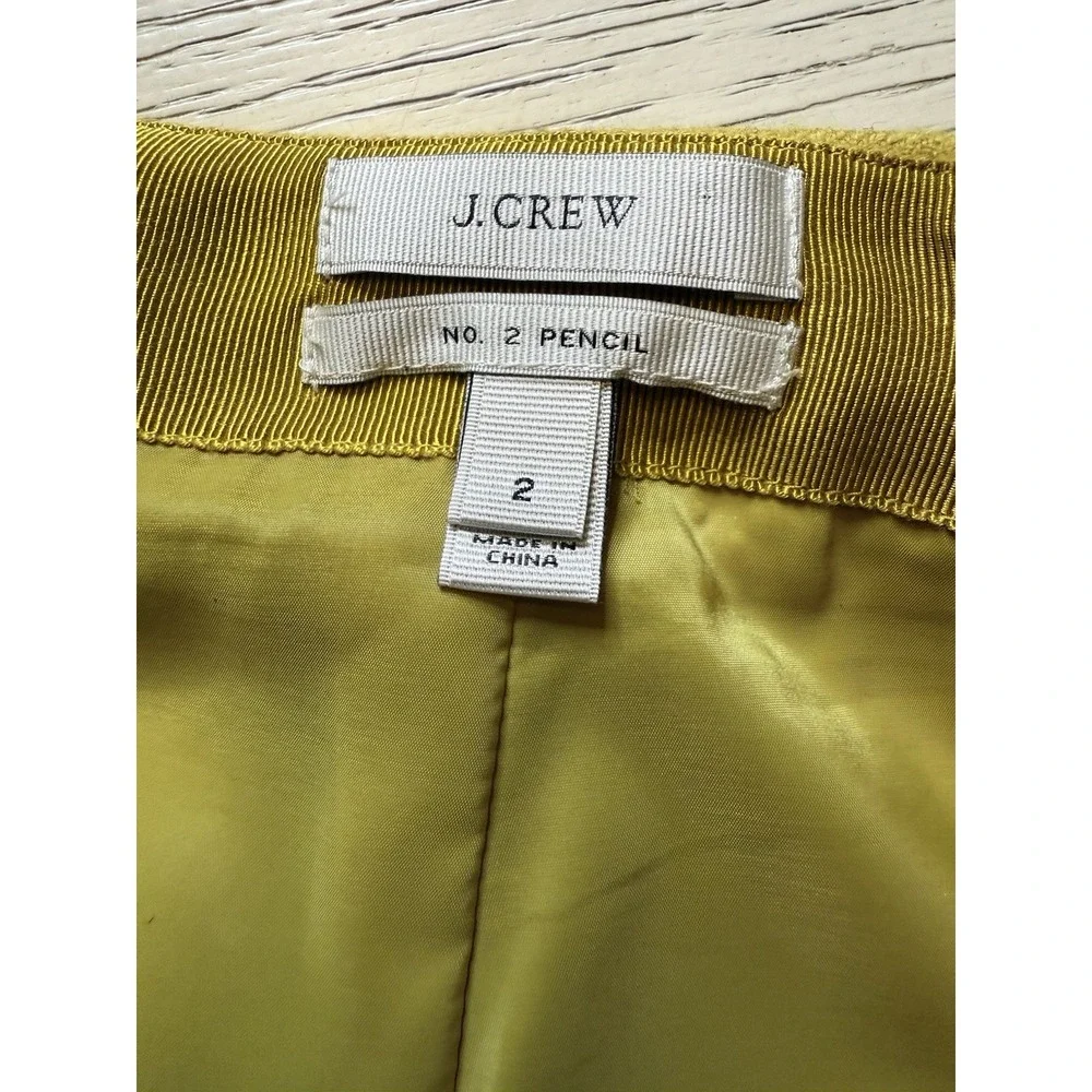 J Crew No 2 Pencil Skirt‎ Mustard Yellow 100% Wool Lined Sz 2. Classic. Workwear